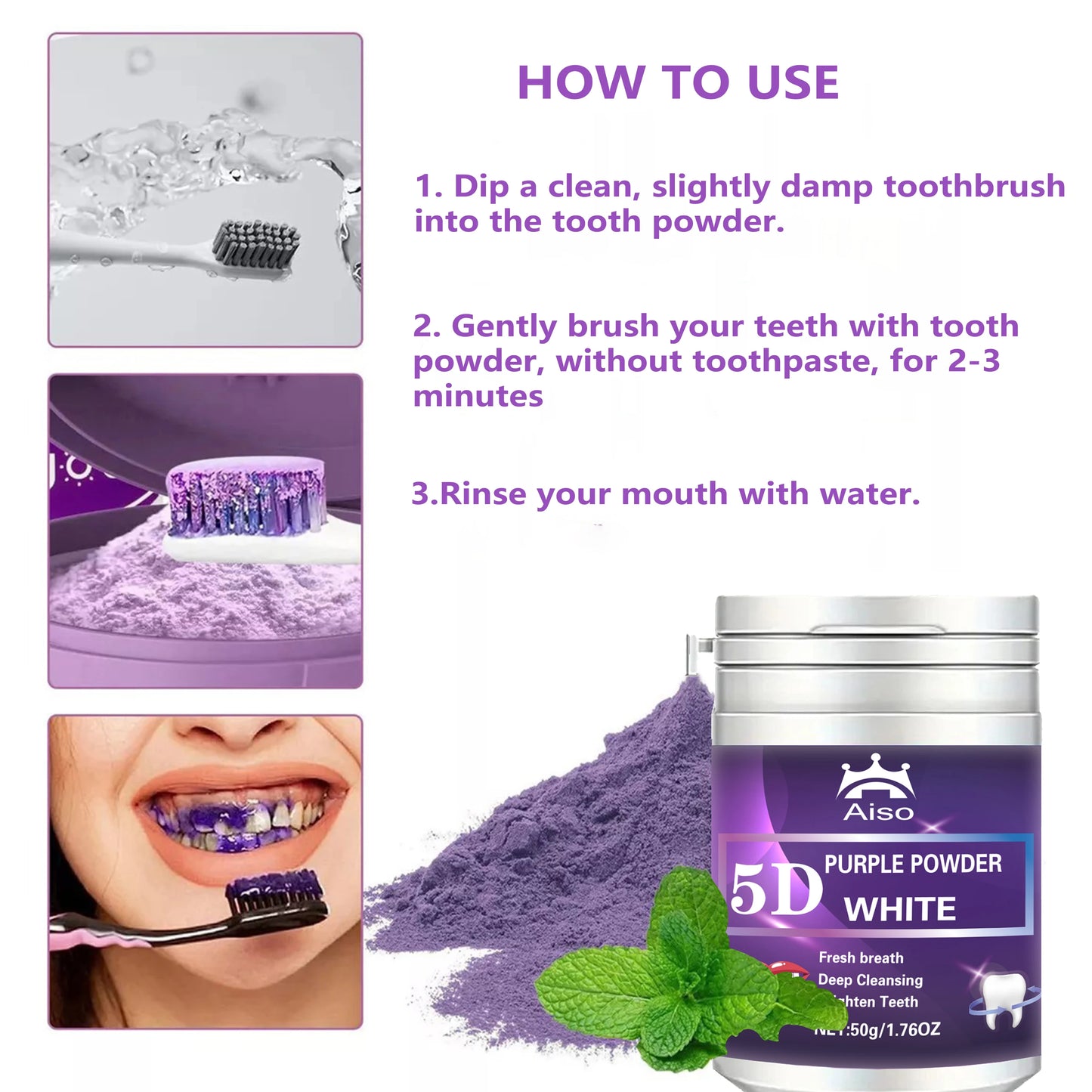 1PCS Pearl Whitening Tooth Powder, Teeth Whitening Agent, Makes Oral Care Fresher, Business Trip, Travel Essential 1.76OZ